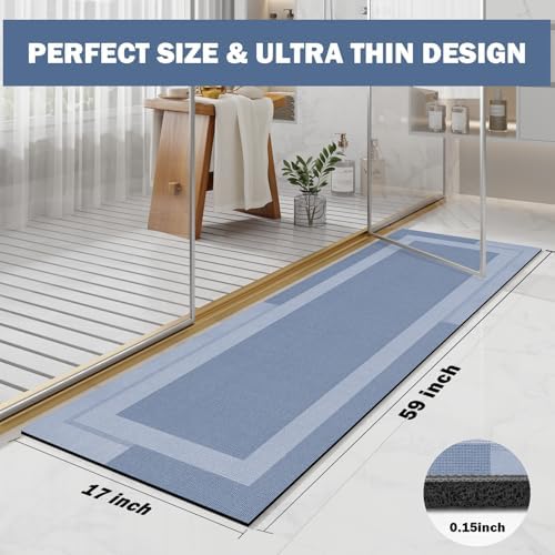 YDKGL Non Slip Bath Mat Long Ultra Thin Bathroom Rugs Runner Fit Under Door