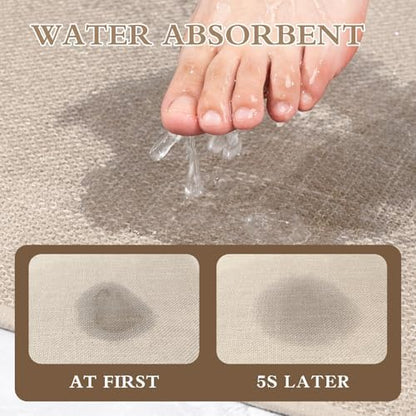 chakme Bathroom Rugs Mat 47x25, Ultra Thin Non Slip Bath Mat Large Quick Dry Absorbent Bath Mat for Bathroom Floor, (Light Beige, 47"x25")
