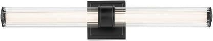 Kichler Laurene LED Bath Bar Light, Black | Linear vanity light with clear fluted glass for bathroom mirrors (26.5" x 5"), 55196BKLED
