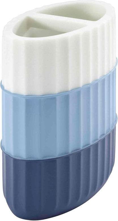 IZOD - Toothbrush Holder, Resin Countertop Bathroom Accessories, Dorm Room Essentials, Striped Bathroom Decor (Clubhouse Collection, Blue)