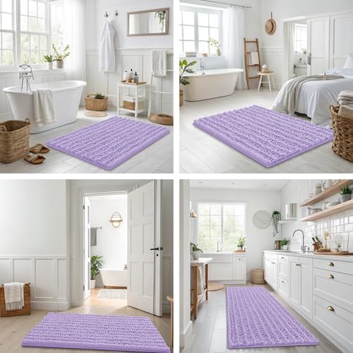 Smiry Bathroom Rugs 30X20, Extra Soft Rubber Backing Chenille Bath Mats