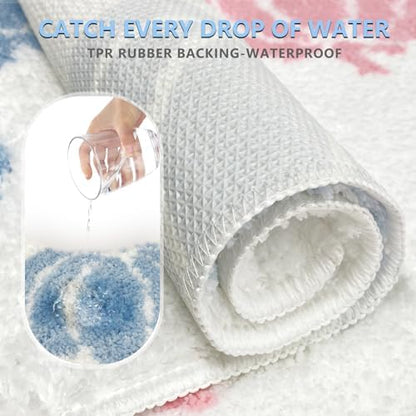 APROPHIC Blue Pumpkin Bath Mats, Fall Bathroom Decor, Non-Slip Microfiber Bath Rugs, Autumn Thanksgving Bathroom Rug for Shower, Tub, Sink, Decor, Machine Washable, 20x30 inch