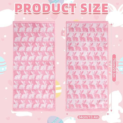 Whaline Easter Bunny Hand Towels Jacquard Cotton Bathroom Towel Pink White Rabbit Absorbent Bath Towel for Kitchen Dish Drying Cleaning Cooking, 29.5 x 13.4 Inch, 2Pcs