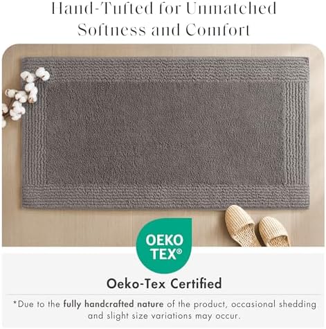 Madison Park Splendor Reversible 100% Cotton Bath Runner 24 x 72, Charcoal