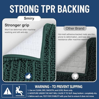 Smiry Bathroom Rugs 34X21, Extra Soft Rubber Backing Chenille Bath Mats