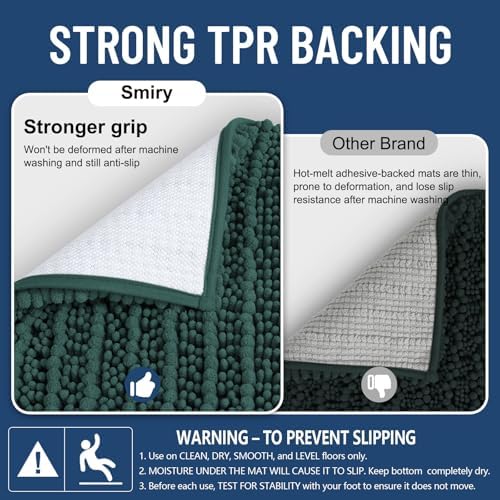 Smiry Bathroom Rugs 59X20, Extra Soft Rubber Backing Chenille Bath Mats