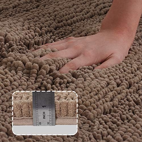 Turquoize Bathroom Rug 20"x32", Absorbent Chenille Bath Rug, Taupe Brown