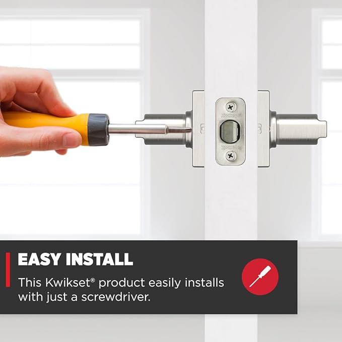 Kwikset Casey Hallway Passage and Bed/Bath Privacy Door Handle 4 Pack, 2 Passage Levers and 2 Privacy Levers, Satin Nickel Reversible Interior Handles