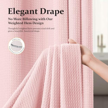 Dynamene Stall Waffle Shower Curtain 256 GSM Heavy Fabric 54x72 Pink