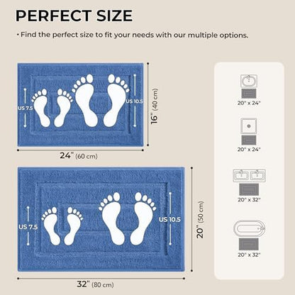 GRANNY SAYS Blue Bathroom Rugs Set 2 Piece, Non Slip Microfiber Bath Mats