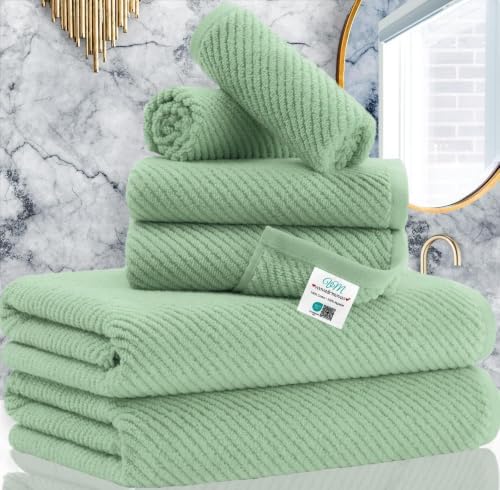 VOOVA & MOVAS 6PC Towel Set, 100% Cotton, Mint