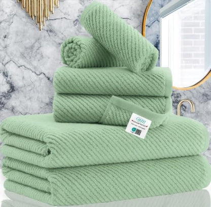 VOOVA & MOVAS 6PC Towel Set, 100% Cotton, Mint