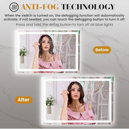 JISOSO LED Bathroom Mirror, Bathroom Vanity Mirror, 40"x32"