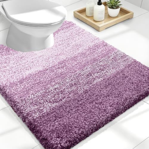 OLANLY Luxury Toilet Rugs U-Shaped 24x20, Soft Absorbent Microfiber Mat