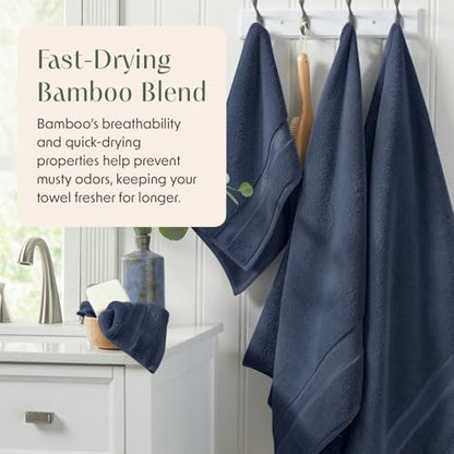 Luxury Bamboo Rayon Oversized Bath Towel Set | 2-Pack | Ultra Soft | Blue