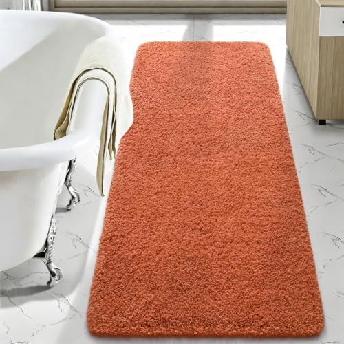 LOCHAS Bathroom Rug Runner 24x48 Inch, Bath Rugs Non Slip, Burnt Orange