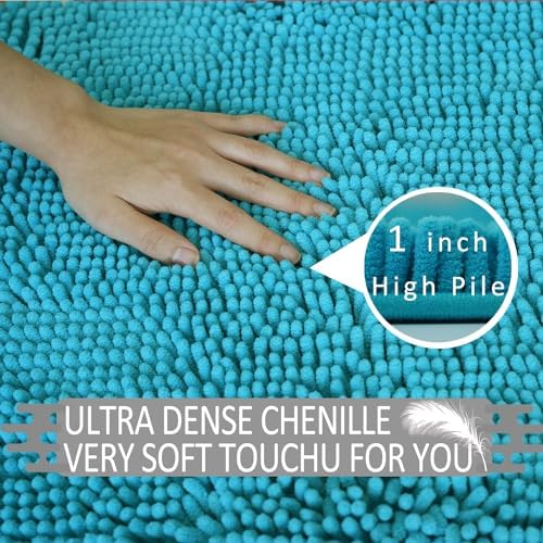 Bathroom Rugs Sets 3 Piece Non Slip,Bath Rugs with PVC Backing Bath Carpet,Bathroom Rug Washable,Absorbent,Plush Carpet Mats,Bath Mats for Bedroom, Kitchen,Tub,Home Decor (Turquoise)