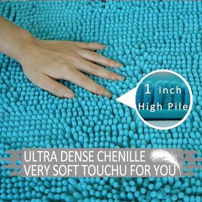 Bathroom Rugs Sets 3 Piece Non Slip,Bath Rugs with PVC Backing Bath Carpet,Bathroom Rug Washable,Absorbent,Plush Carpet Mats,Bath Mats for Bedroom, Kitchen,Tub,Home Decor (Turquoise)