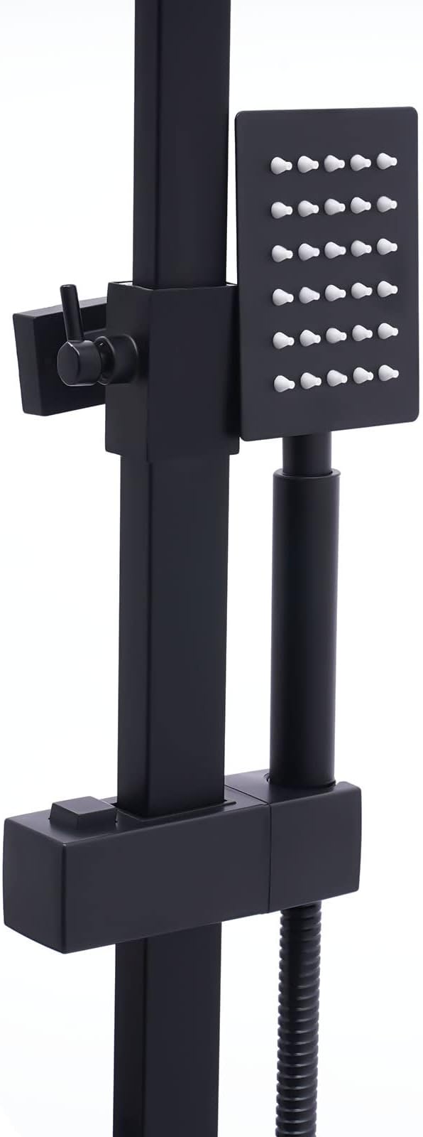 Black Shower System with Shower Head, Adjustable Shower Panel, 360 Rotated Air Pressurization Rain Shower Set, Complete for Homes & Swimming Pools