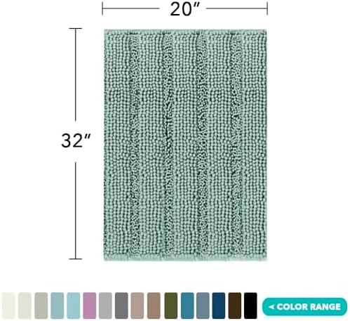 Turquoize Bathroom Rug 20"x32", Soft Chenille Bath Rug, Duckeggshell Blue
