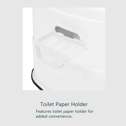 Portable Toilet with Non-Slip Inserts, Leak-Proof Waterless Travel Toilet, White