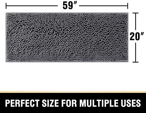 H.VERSAILTEX Bathroom Rugs Bath Mats Non Slip Luxury Chenille Bathroom Runner Rug 59x20 Extra Soft and Absorbent Shaggy Rugs Washable Dry Fast Area Carpet Mats for Bath Room, Tub - Grey