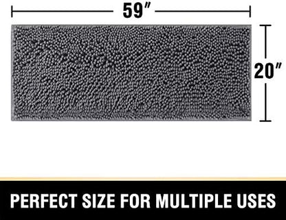H.VERSAILTEX Bathroom Rugs Bath Mats Non Slip Luxury Chenille Bathroom Runner Rug 59x20 Extra Soft and Absorbent Shaggy Rugs Washable Dry Fast Area Carpet Mats for Bath Room, Tub - Grey