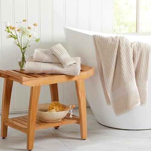 Springtree Home 100% Cotton Bath Towel Set | 4-Pack | Textured | Beige