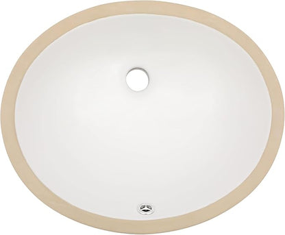 Undermount Bathroom Sink Oval - Dcolora 18"x15" White Porcelain Ceramic Oval Vessel Sink Under Counter Lavatory Vanity Bath Sink Bowl Basin With Overflow