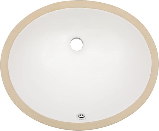 Undermount Bathroom Sink Oval - Dcolora 18"x15" White Porcelain Ceramic Oval Vessel Sink Under Counter Lavatory Vanity Bath Sink Bowl Basin With Overflow