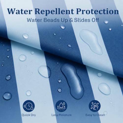 Ohocut Vertical Striped Shower Curtain, Cute Retro Vintage Double Blue Stripe Bathroom Shower Curtain, Waterproof Polyester Fabric Modern Bath Curtain for Bathroom 72x72 Inches