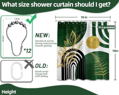 Olive Green and Gold Extra Long Shower Curtain, Tall 72X78 in