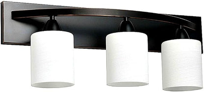 3-Light Bathroom Vanity Light Fixture – Oil Rubbed Bronze | Modern Frosted glass shades with E26 socket. Matte Wall sconce lighting perfect over mirror, kitchen, hallway, or entryway