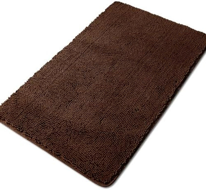 Yeaban Chenille Brown Bathroom Rug 30"x50",Non-Slip Rubber Backing