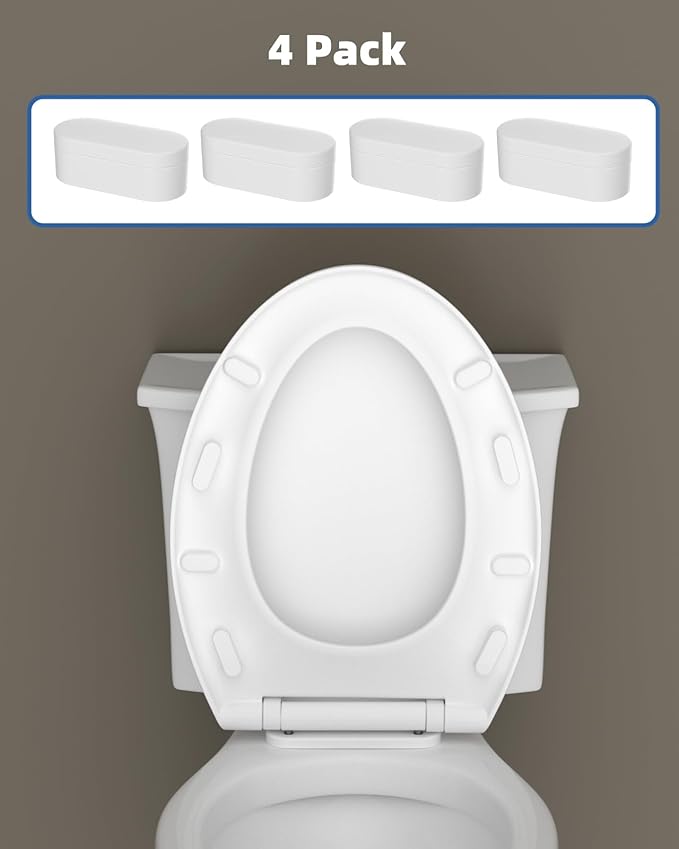 Hibbent 4 pieces Toilet Seat Bumpers for Bidet, Strong Adhesive Toilet Seat Bumpers for Use with Bidet Attachment, Universal Buffer Toilet Lid Bumpers, White