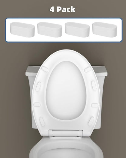 Hibbent 4 pieces Toilet Seat Bumpers for Bidet, Strong Adhesive Toilet Seat Bumpers for Use with Bidet Attachment, Universal Buffer Toilet Lid Bumpers, White