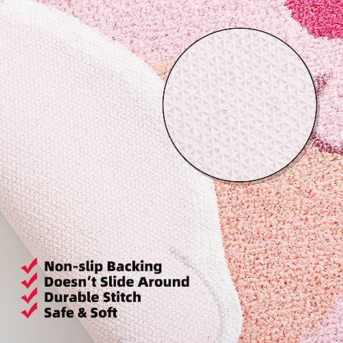 Panstar Cute Pink Frog Bath Mat Non Slip Luxury Absorbent Shaggy Shower Rug Washable Bathroom Decor