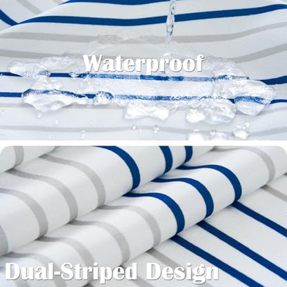 jinchan Blue Grey White Casual Striped Shower Curtain Modern Waterproof Fabric Aesthetic Abstract Shower Curtains for Bathroom Spa Hotel with 12 Hooks 70x72 inches