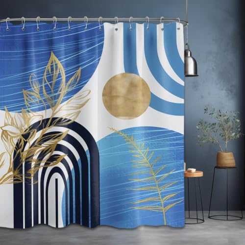 Light Blue Shower Curtain, 72x72 in, Mid Century Modern
