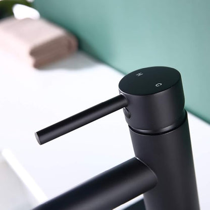 Single Handle Black Bathroom Faucet with Metal Drain Assembly and Escutcheon, Matte Black (Matte Black-JO1)
