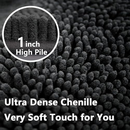 Bathroom Rug Sets 2 Piece, Extra Thick and Absorbent, Non-Slip, Machine Washable, Dry Quckily, Soft Cozy Plush, Used Under Shower Bathtub and Sink, Dark Grey