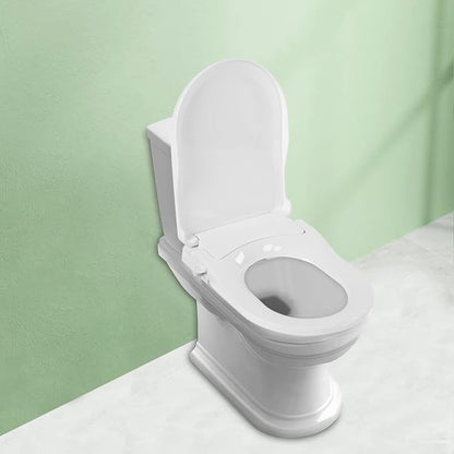 Non Electric D Shape Bidet Toilet Seat Cover with Self Cleaning Dual Nozzles System Easy Installation for WC (White)