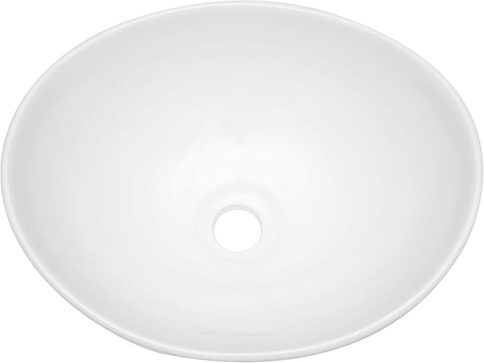 Dcolora Bowl Sink for Bathroom 16"x13" White Oval Vessel Sink Above Counter Vanity Sink Bowl Basin, Boat(Egg) Shape 16"x13" - DC-V8897