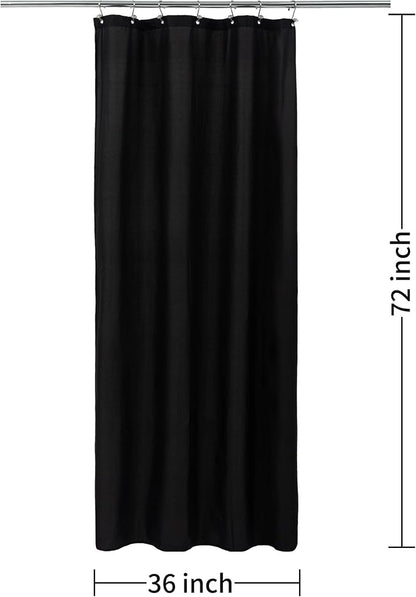 ALYVIA SPRING Stall Waterproof Fabric Shower Curtain or Liner Black, 36x72 | 2 Magnets, Soft Cloth & Hotel Quality, Machine Washable, Light-Weight, Stall Size