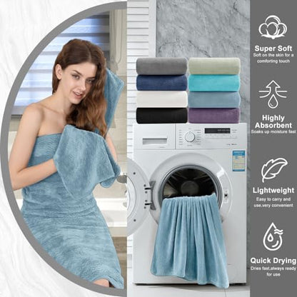 4 Piece Extra Large Bath Towel 35"x70" Oversized Bath Sheet Bath Towel Set for Bathroom Ultra Soft Cozy Highly Absorbent Quick Dry Bathroom Towel for Spa Gym Hotel,Shower Towel for Daily Use,Turquoise