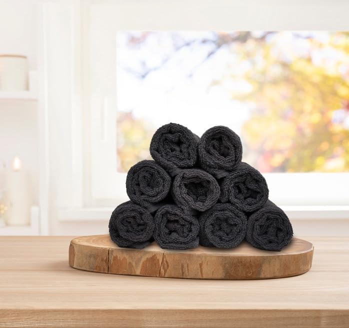 Premium 100% Cotton Hand Towels – Pack of 24, 16x27 Inch – Quick-Dry, Highly Absorbent Salon Towels for Hair Care, Gym, Spa & Bathroom – Charcoal Grey