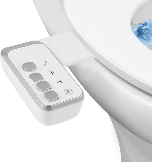 Bidet Attachment for Toilet，Non-Electric Dual Nozzle Hygienic Bidets，Self Cleaning and Adjustable Water Pressure Toilet Bidet for Frontal and Rear Wash（Classic Metal Hose）
