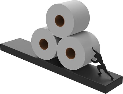 Floating Toilet Paper Shelf - Funny Bathroom Decor, Sisyphus | Unique toilet paper holder doubles as tissue box cover and bathroom shelf storage