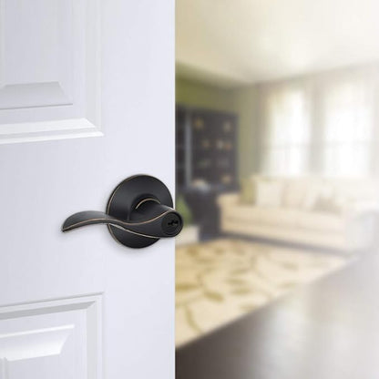 SCHLAGE F51A ACC 621 Accent Keyed Lever, Distressed Nickel