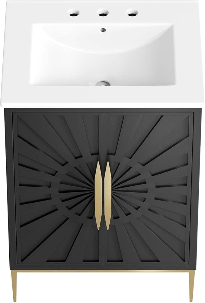 Modway Awaken Bathroom Vanity Cabinet, 24", White Black